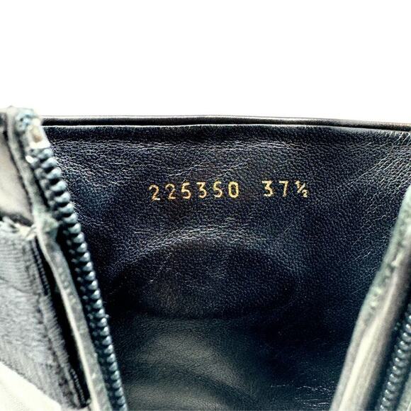 Gucci GG Logo Interlocking Monogram Black Leather High Heels Mid-Calf Boots 37.5 - Picture 8 of 11